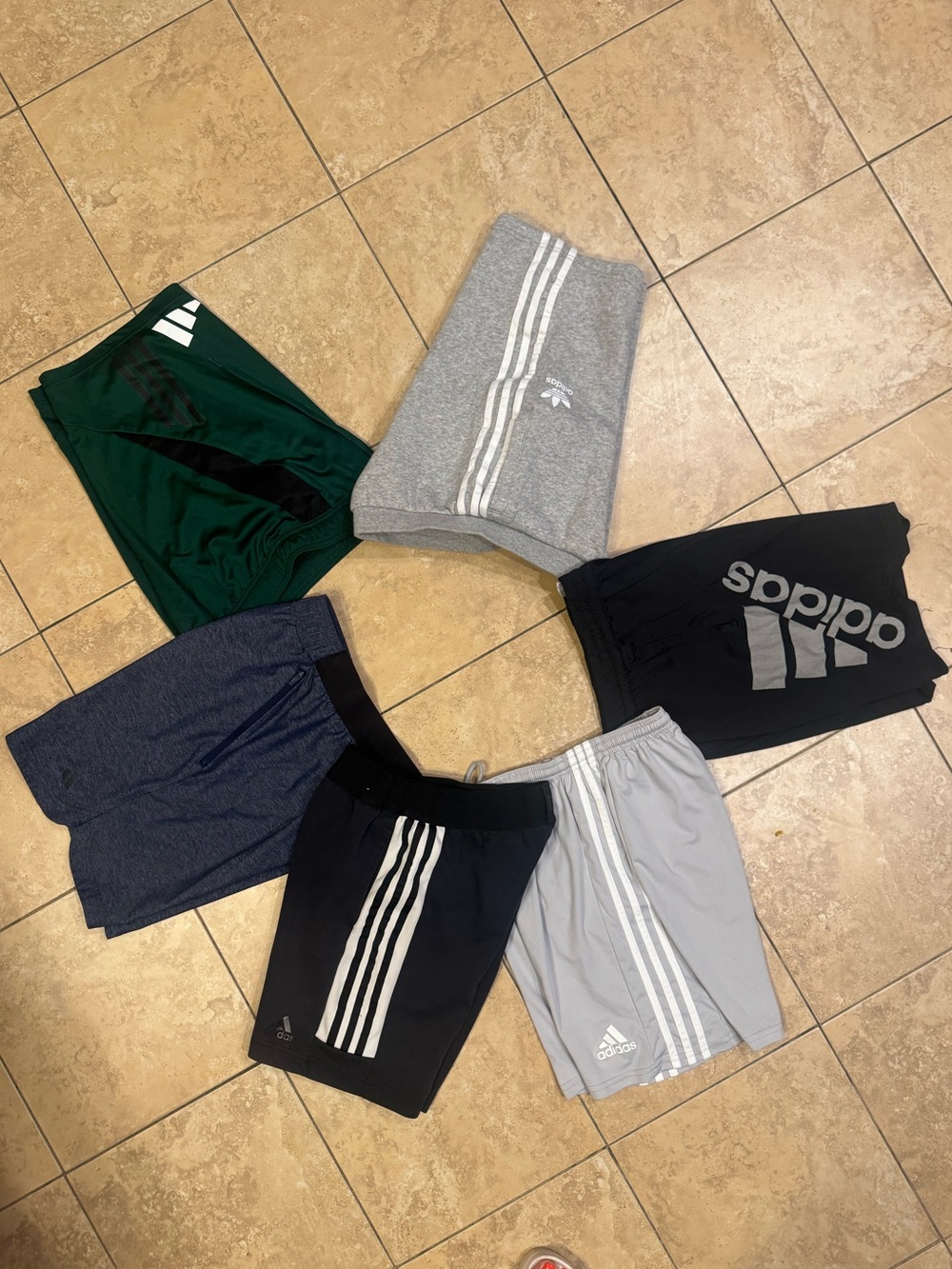 adidas Kids Athletic Shorts Pack - Black, Gray, Green, Navy bundle